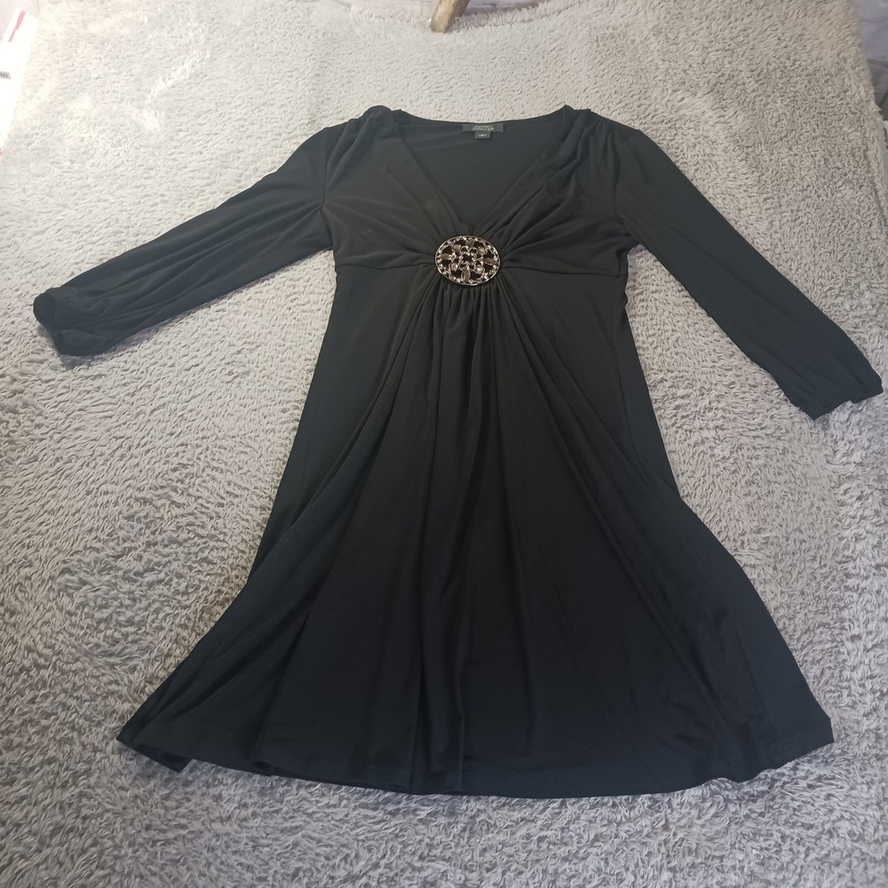 Dressbarn Collection Embellished Empire Waist Dress 4 Short Black Cocktail‎